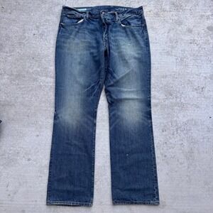 Gap 1969 Mens Straight Leg Jeans 38x32 Medium Wash Blue Button Fly Denim